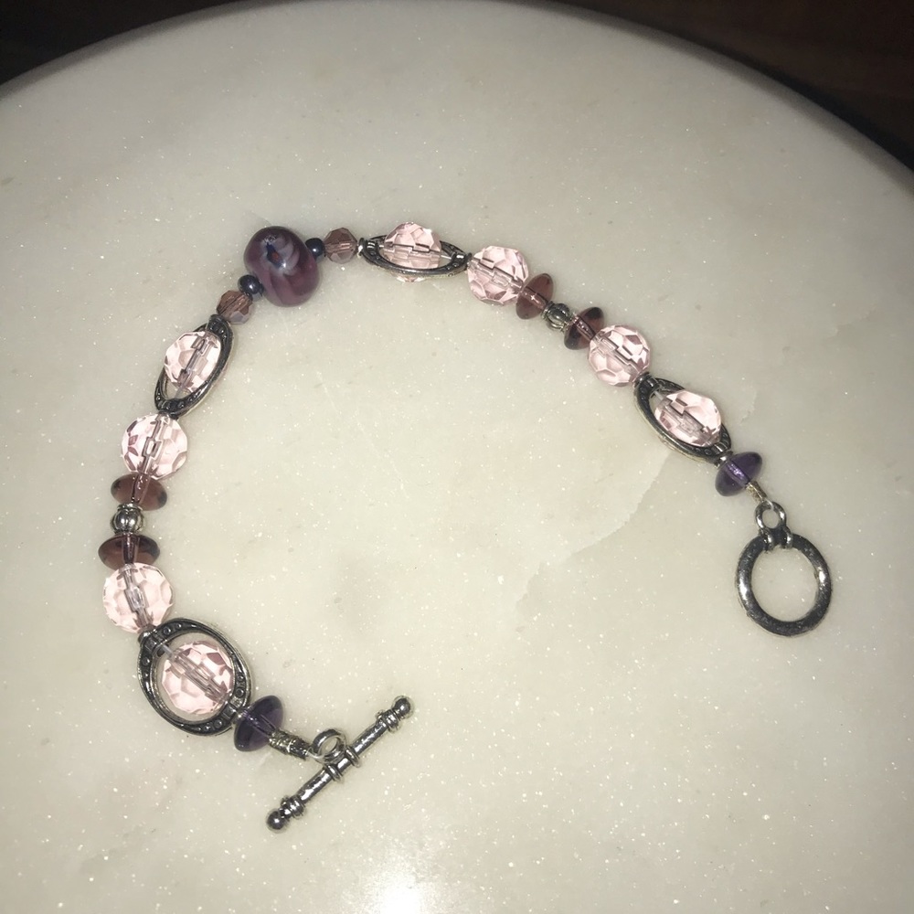pink and purple handmade bracelet